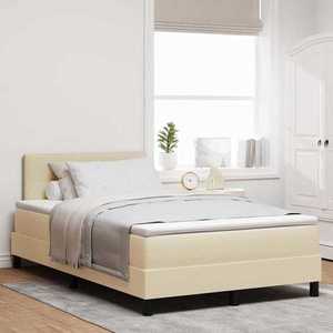 vidaXL Pat cu arcuri cu saltea cu headboard Crem 120 x 190 cm țesătură imagine