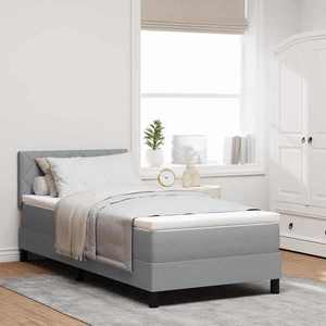 vidaXL Pat cu arcuri cu saltea Gri deschis 90 x 190 cm țesătură imagine