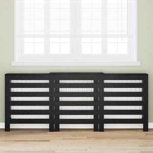 vidaXL Capac pentru radiator Stejar Negru 205 x 21, 5 x 83, 5 cm imagine