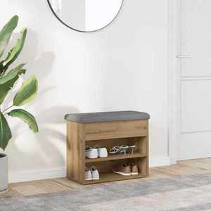 vidaXL Banchetă pantofar stejar artizanal 62x32x50 cm lemn prelucrat imagine