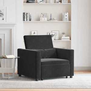 vidaXL Sofa Pat Unilaterala cu roți Negru 90 x 165 x 87 cm Catifea imagine