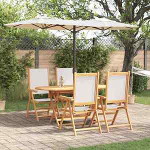 vidaXL Set de masă pentru grădină 5 pcs Alb crem lemn masiv de acacia imagine