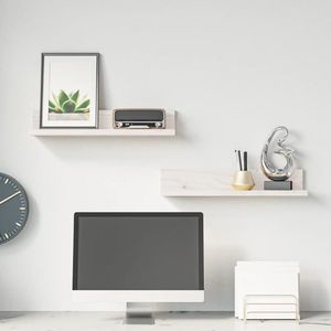 vidaXL Rafturi de perete, 2 buc., alb, 50x11x9 cm, lemn masiv de pin imagine