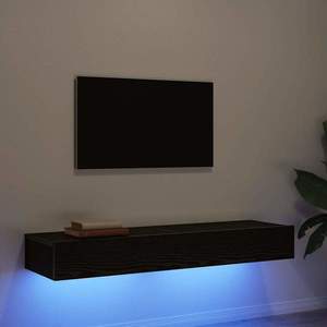 vidaXL Mobilier TV cu lumini LED, 2 buc., stejar negru, 60x35x15, 5 cm imagine