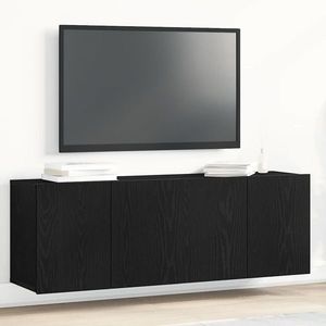 vidaXL Mobilier TV 2 buc., stejar negru, 120x30x41 cm, lemn stratificat imagine
