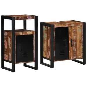 vidaXL Set de mobilier pentru baie 2 pcs Maro Lemn masiv reciclat imagine