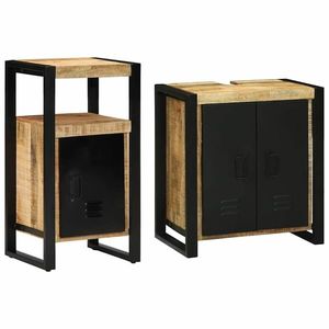 vidaXL Set de mobilier pentru baie 2 pcs Maro Lemn recuperat masiv imagine