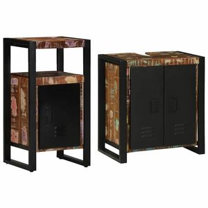 vidaXL Set de mobilier pentru baie 2 pcs Maro Lemn recuperat masiv imagine