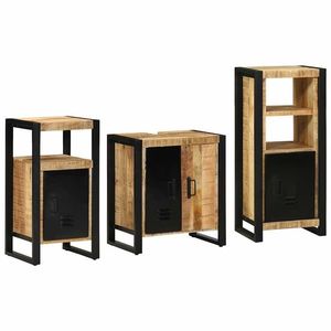 vidaXL Set de mobilier pentru baie 3 pcs Maro Lemn recuperat masiv imagine