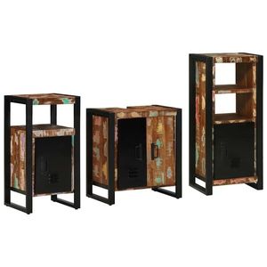 vidaXL Set de mobilier pentru baie 3 pcs Maro Lemn recuperat masiv imagine
