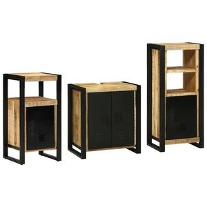 vidaXL Set de mobilier pentru baie 3 pcs Maro Lemn recuperat masiv imagine