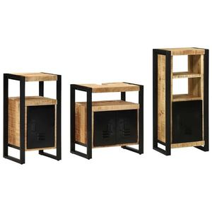 vidaXL Set de mobilier pentru baie 3 pcs Maro Lemn recuperat masiv imagine