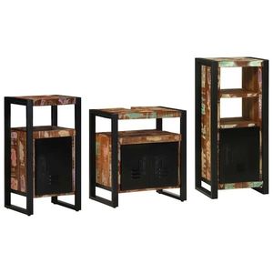 vidaXL Set de mobilier pentru baie 3 pcs Maro Lemn recuperat masiv imagine
