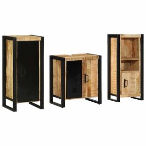 vidaXL Set de mobilier pentru baie 3 pcs Maro Lemn recuperat masiv imagine