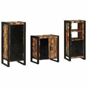 vidaXL Set de mobilier pentru baie 3 pcs Maro Lemn recuperat masiv imagine