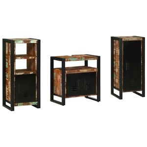 vidaXL Set de mobilier pentru baie 3 pcs Maro Lemn recuperat masiv imagine