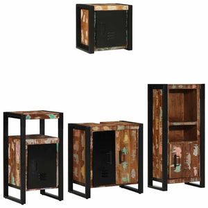 vidaXL Set de mobilier pentru baie 4 pcs Maro Lemn recuperat masiv imagine