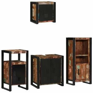 vidaXL Set de mobilier pentru baie 4 pcs Maro Lemn recuperat masiv imagine