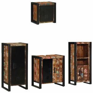 vidaXL Set de mobilier pentru baie 4 pcs Maro Lemn de mango solid imagine