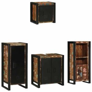 vidaXL Set de mobilier pentru baie 4 pcs Maro Lemn de mango solid imagine