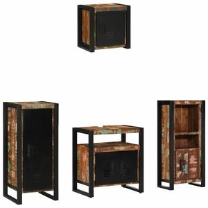 vidaXL Set de mobilier pentru baie 4 pcs Maro Lemn recuperat masiv imagine