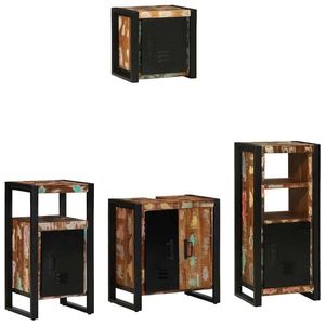 vidaXL Set de mobilier pentru baie 4 pcs Maro Lemn recuperat masiv imagine