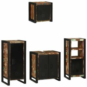 vidaXL Set de mobilier pentru baie 4 pcs Maro Lemn recuperat masiv imagine