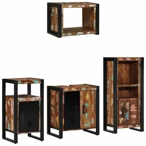 vidaXL Set de mobilier pentru baie 4 pcs Maro Lemn recuperat masiv imagine