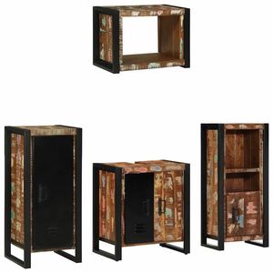 vidaXL Set de mobilier pentru baie 4 pcs Maro Lemn recuperat masiv imagine