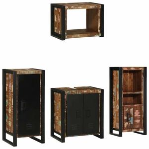 vidaXL Set de mobilier pentru baie 4 pcs Maro Lemn recuperat masiv imagine