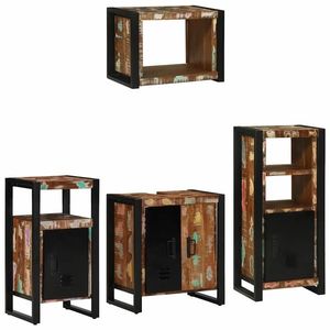 vidaXL Set de mobilier pentru baie 4 pcs Maro Lemn recuperat masiv imagine