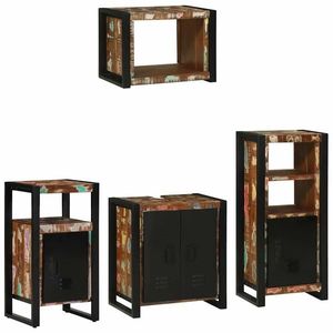 vidaXL Set de mobilier pentru baie 4 pcs Maro Lemn recuperat masiv imagine