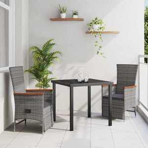 vidaXL Set de masă pentru grădină cu pernă 3 pcs Gri Rattan poli imagine