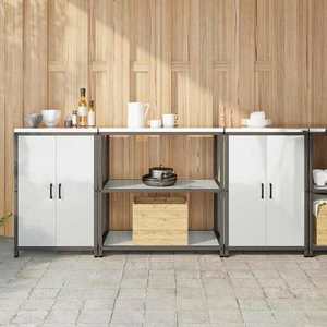 vidaXL Set de depozitare pentru bucătărie cu raft 3 pcs Argintiu Oțel imagine