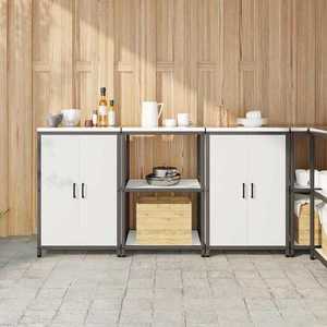 vidaXL Set de depozitare pentru bucătărie cu raft 3 pcs Alb Oțel imagine