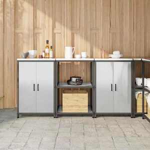 vidaXL Set de depozitare pentru bucătărie cu raft 3 pcs Argintiu Oțel imagine