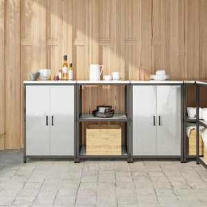 vidaXL Set de depozitare pentru bucătărie cu raft 3 pcs Argintiu Oțel imagine