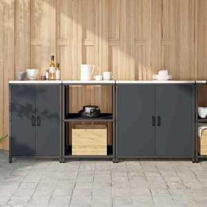 vidaXL Set de depozitare pentru bucătărie cu raft 3 pcs Antracit Oțel imagine