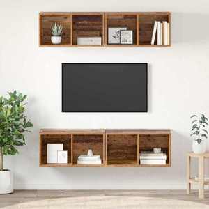 vidaXL Set comodă TV 4 pcs Lemn Vechi 37 x 37 x 72 cm Lemn compozit imagine