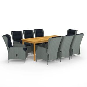 vidaXL Set mobilier de grădină, 9 piese, gri deschis imagine
