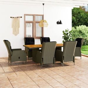 vidaXL Set de mobilier de exterior, 7 piese, negru, poliratan imagine