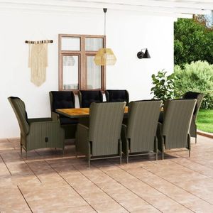 vidaXL Set mobilier de exterior cu perne, 9 piese, maro, poliratan imagine