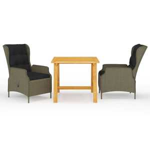 vidaXL Set de masă pentru grădină, 3 piese, maro imagine