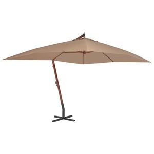 vidaXL Umbrelă consolă de grădină cu stâlp din lemn, taupe, 400x300 cm imagine