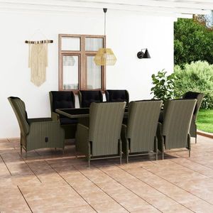 vidaXL Set mobilier de exterior cu perne, 9 piese, maro, poliratan imagine