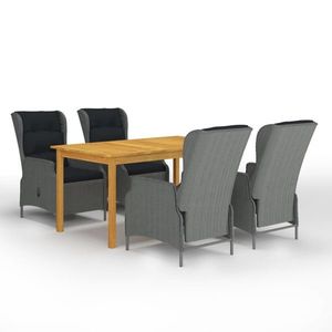 vidaXL Set de masă pentru grădină, 5 piese, gri deschis imagine