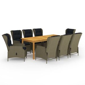 vidaXL Set mobilier de grădină, 9 piese, maro imagine