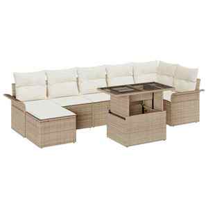 vidaXL Set de canapele pentru grădină cu pernă 8 pcs Bej Rattan poli imagine