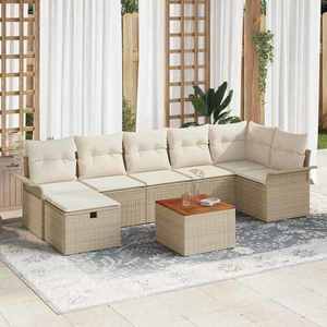 vidaXL Set de canapele pentru grădină cu pernă 8 pcs Bej Rattan poli imagine
