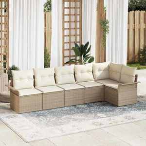 vidaXL Set de canapele pentru grădină cu pernă 6 pcs Bej Rattan poli imagine
